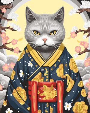 2024 Paint by Numbers rinkinys "Katė kimono" 40x50 cm W033
