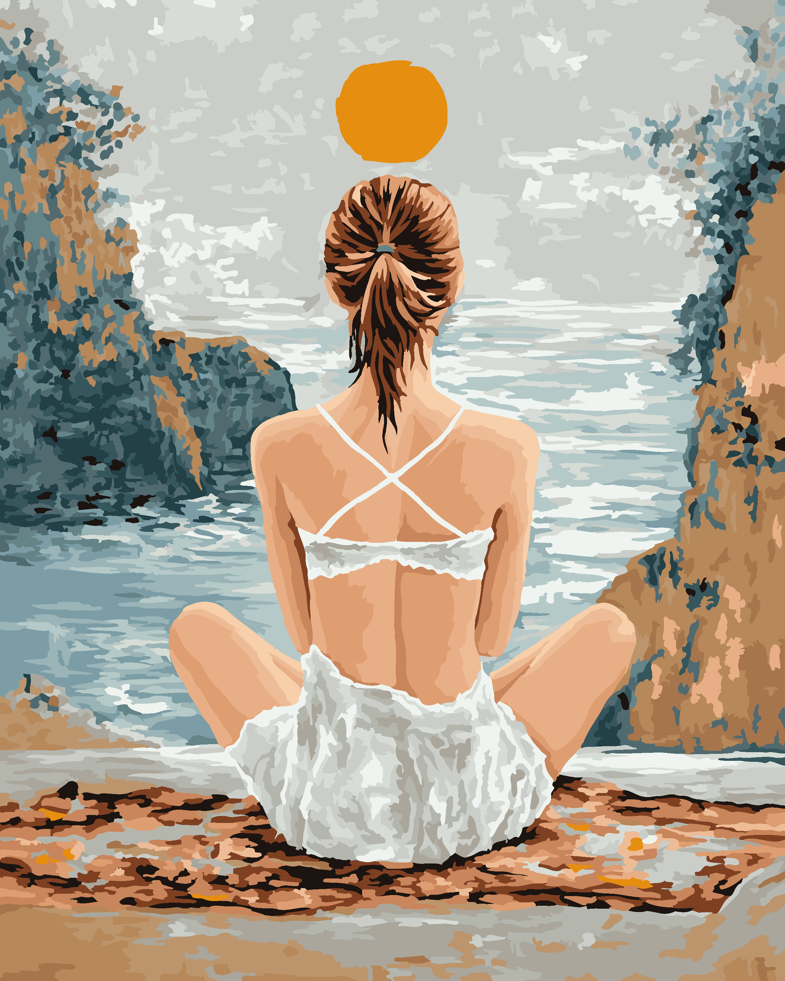 Paveikslas pagal numerius rinkinys "Meditacija saulėlydyje" 40x50 cm W096 0425