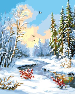 Paint by Numbers rinkinys "Ramus žiemos peizažas" 40x50 cm W100 0425