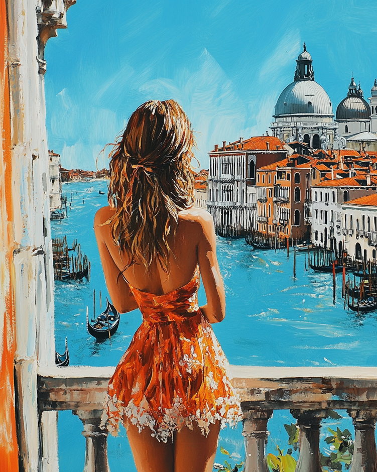 Deimantų tapyba su porėmiu "Saulėta Venecija" 40x50 cm DP418