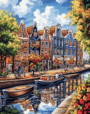 Deimantų tapyba su porėmiu "Žydintis Amsterdamas" 40x50 cm DP419