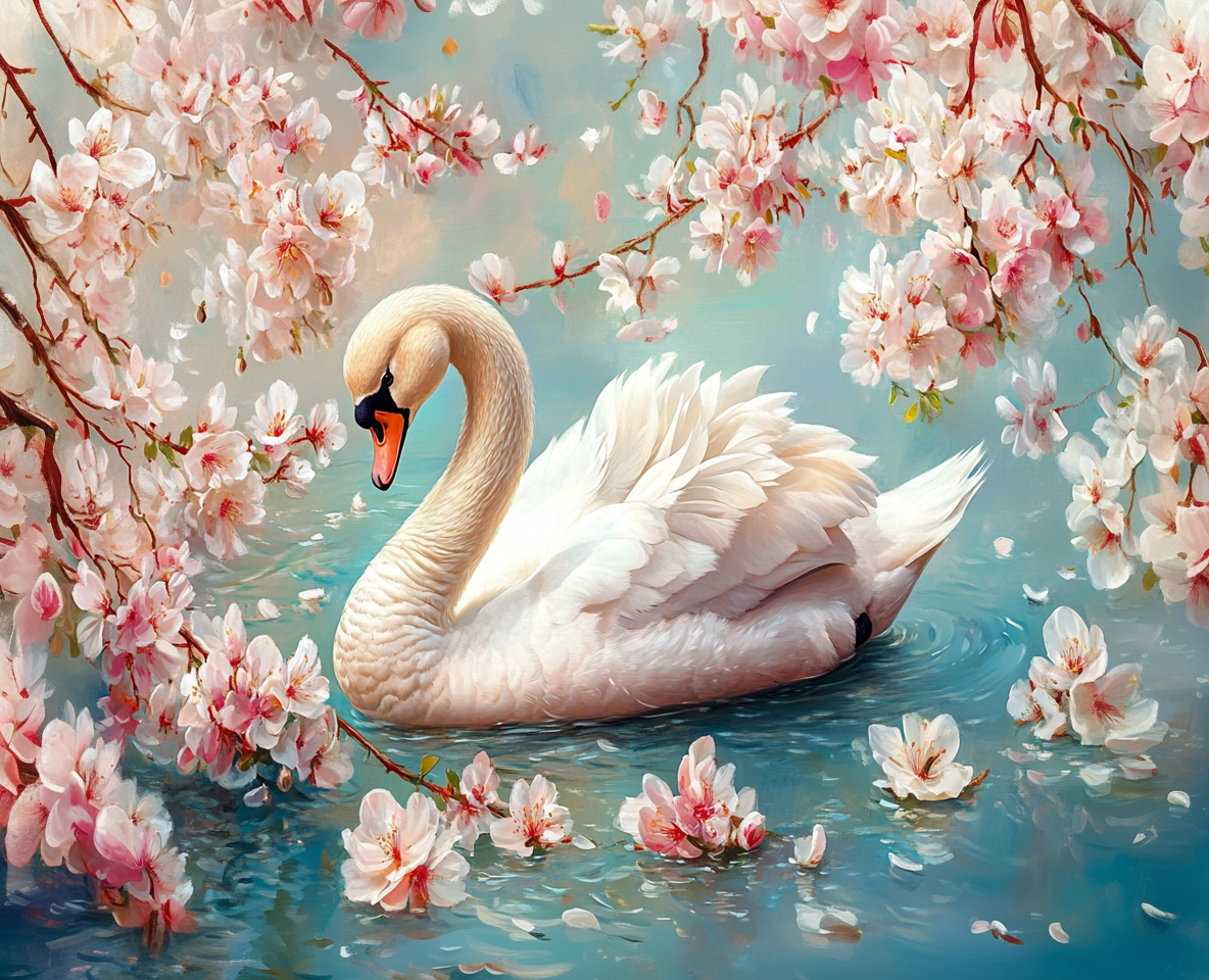 Deimantų tapybos rinkinys su porėmiu "Gulbė" 30x40 cm VA854