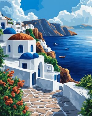 Deimantų tapybos rinkinys su porėmiu "Graikija" 30x40 cm VA857