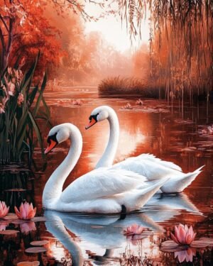 Deimantinio dažymo rinkinys su porėmiu "Gulbės" 30x40 cm VA863