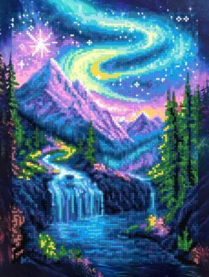 Deimantų paveikslėlio rinkinys su porėmiu "Šiaurės pašvaistė" 30x40 cm VA864