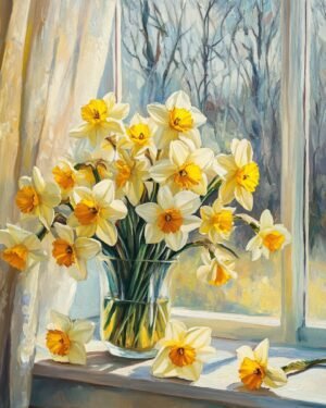 Deimantų tapybos rinkinys su porėmiu "Narcizai" 30x40 cm VA865