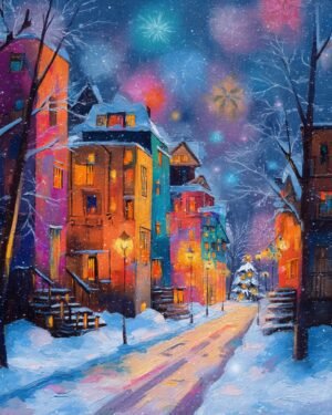 Deimantų tapyba su porėmiu "Žiemos miestas" 40x50 cm DP430