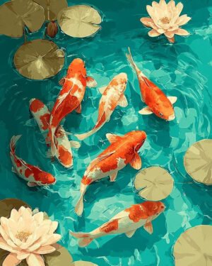 Rinkinys "Koi Karpiai" su porėmiu 30x40 cm VA927