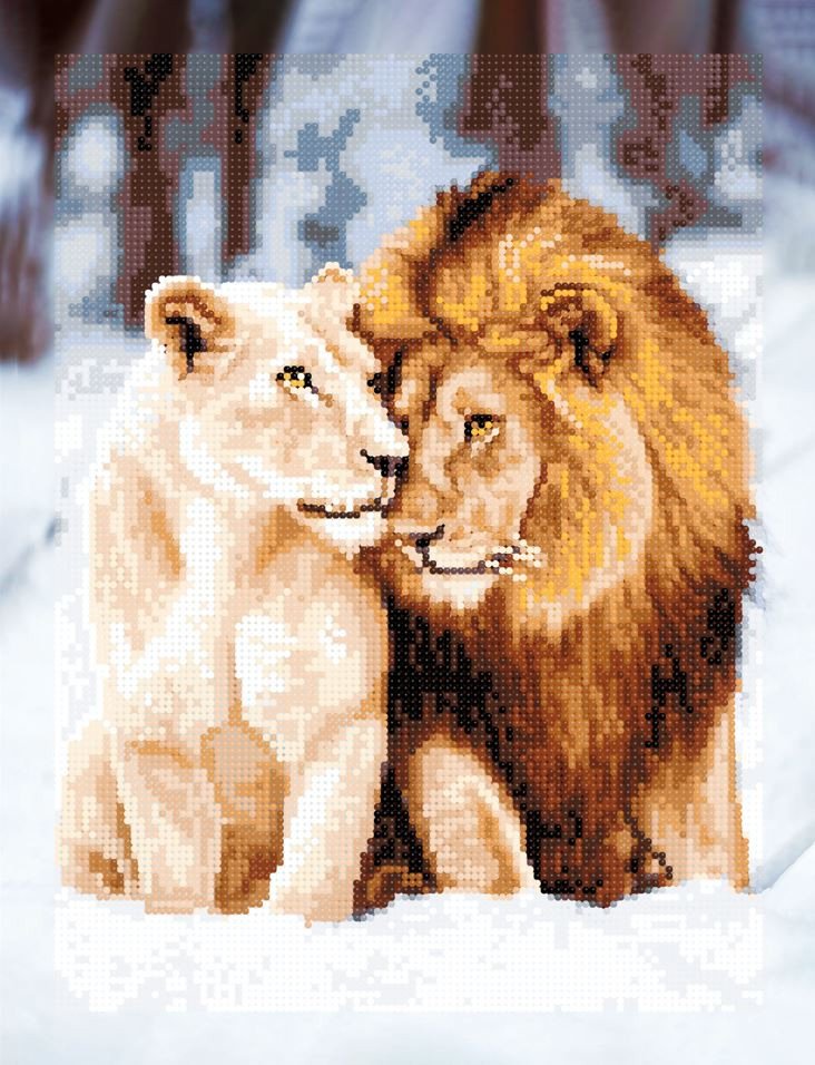 Deimantinės mozaikos rinkinys su porėmiu "Lions" 30x40 cm VA893